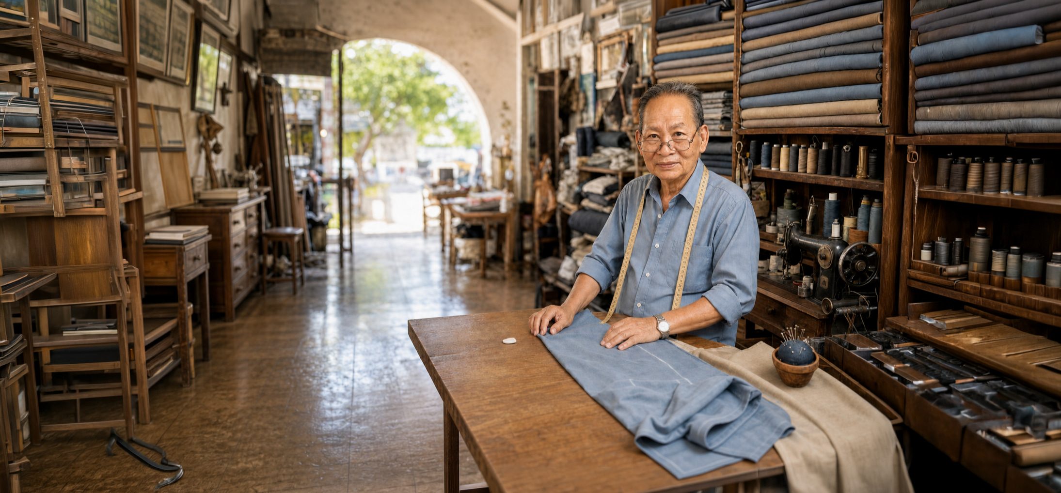 Methee at his workbench in the Bangkok workshop